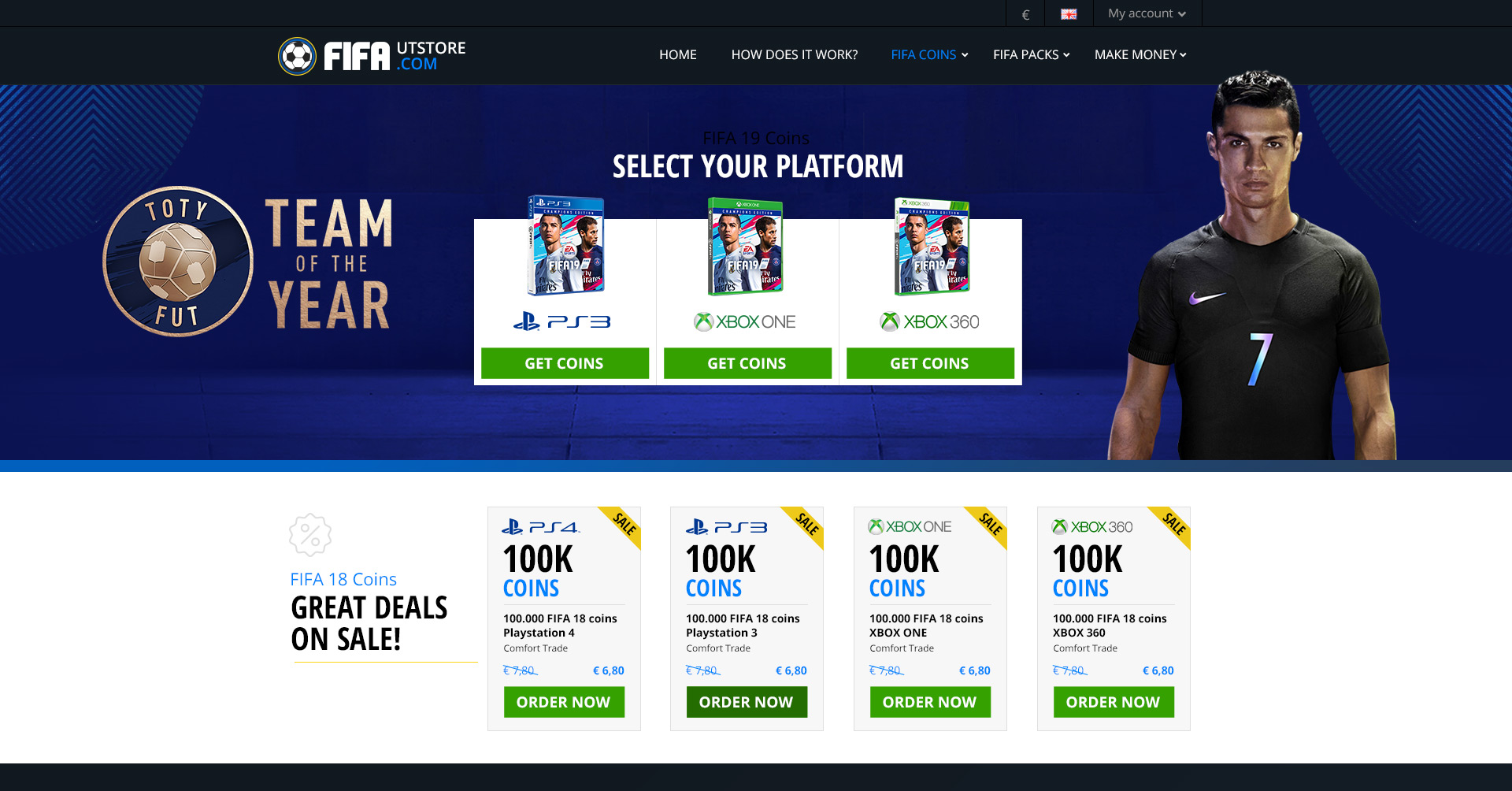 Retro screenshot of the original FUT-era FCUTSTORE website